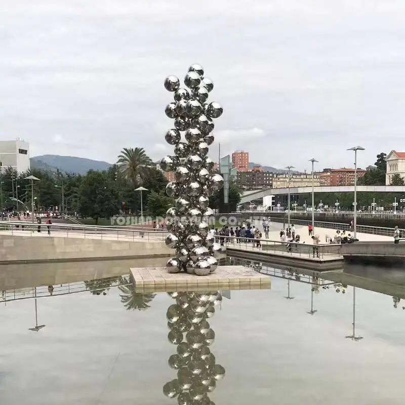 Large Outdoor Stainless Steel Sculpture of Balls