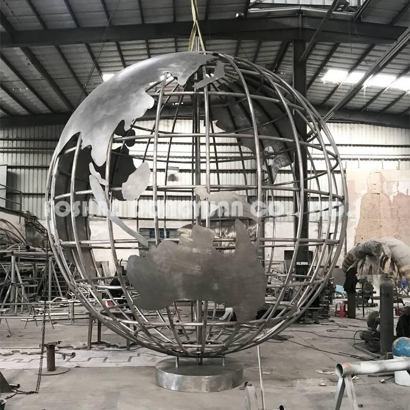 Large Brushed World Map Globe