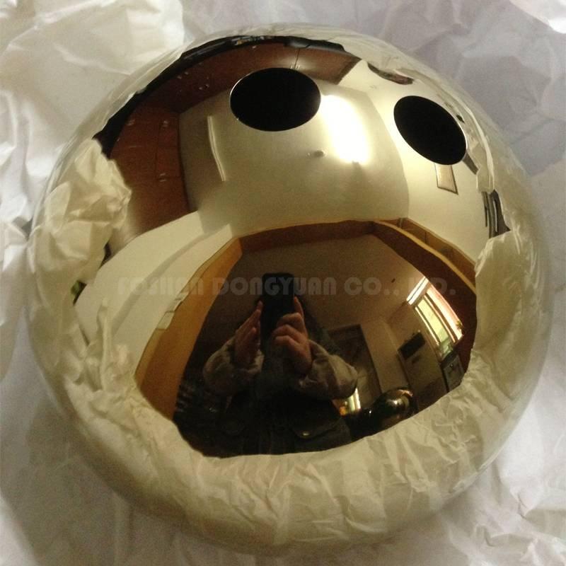 200mm Gold Plated Mirror Stainless Steel Hemisphere with Two Holes
