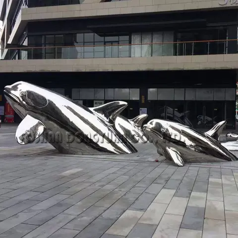 Polished Mirror Dolphin Decoration Sculpture